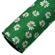 Load image into Gallery viewer, fine glitter printed fine glitter daisy faux leather
