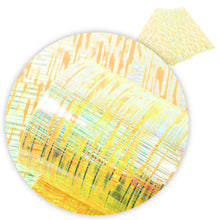 Load image into Gallery viewer, holographic laser stripe printed laser transparency faux leather
