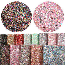 Load image into Gallery viewer, chunky glitter sequins paillette spangles multicolor big small sequins mixed printed chunky glitter sequins faux leather
