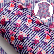 Load image into Gallery viewer, flower floral stripe printed faux leather
